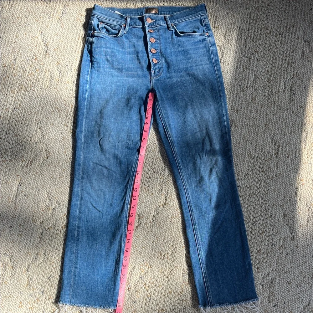 MOTHER Blue Ankle Jeans with Button Detail - Picture 8 of 9
